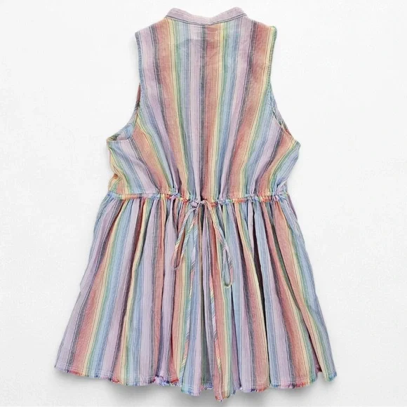 Urban Outfitters Suki Sleeveless Button Front Rainbow Striped Dress XS - Picture 2 of 8